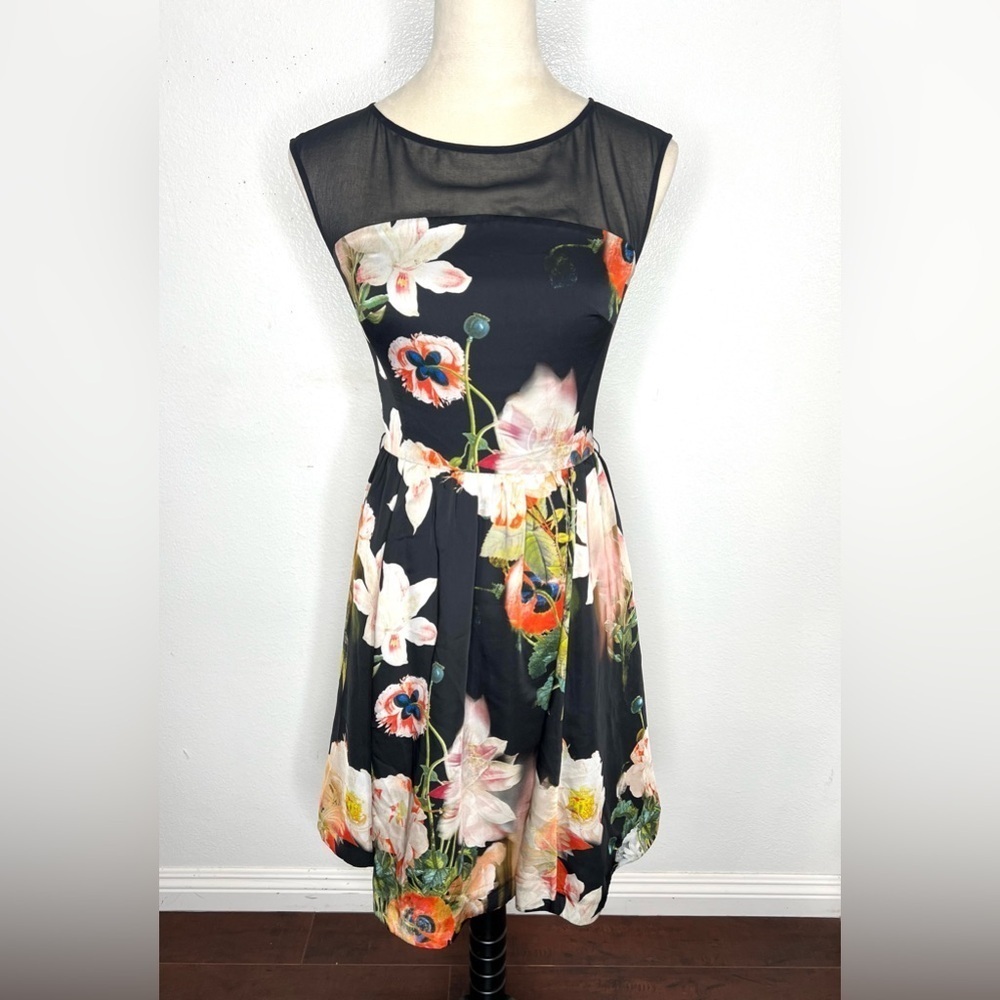 TED BAKER London Cameela Opulent Bloom Floral Midi Dress Mini Size 0 / US 2 - Picture 4 of 15